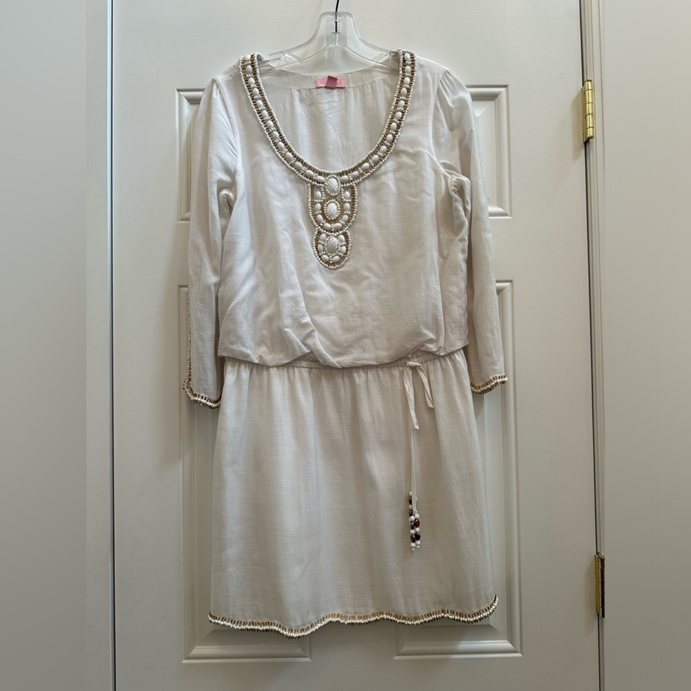 Lilly Pulitzer Delisa Dress With Beading in White Size Small